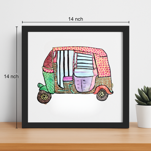 Rickshaw Riot – Framed Folk Art Print