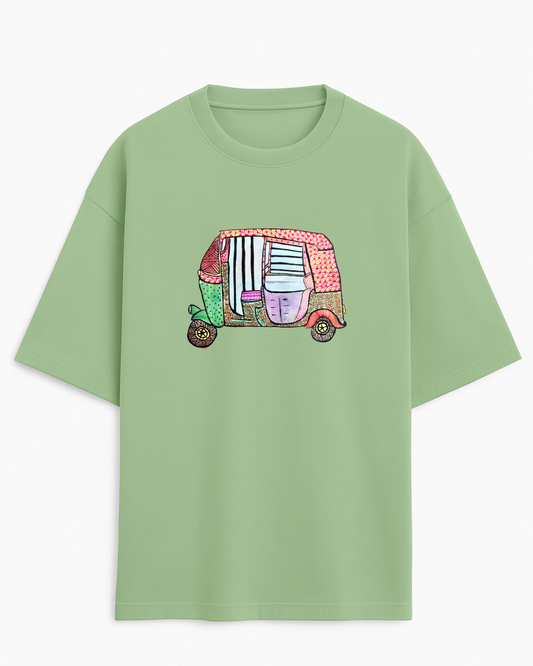 Auto Vibe: Madhubani on the Move (Unisex Terry Oversized Tee)