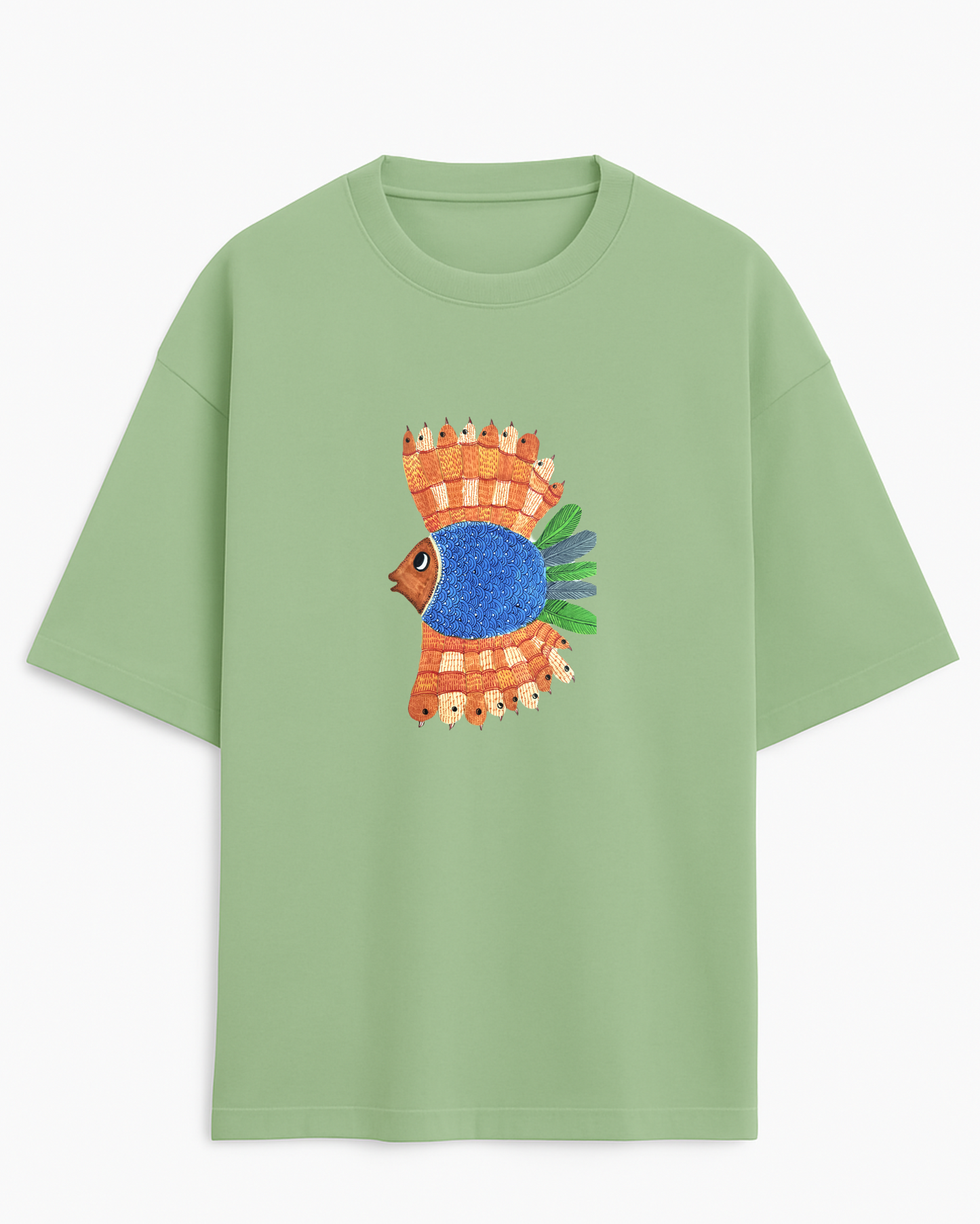 "Matsya Muse" – Madhubani (Unisex Terry Oversized Tee)