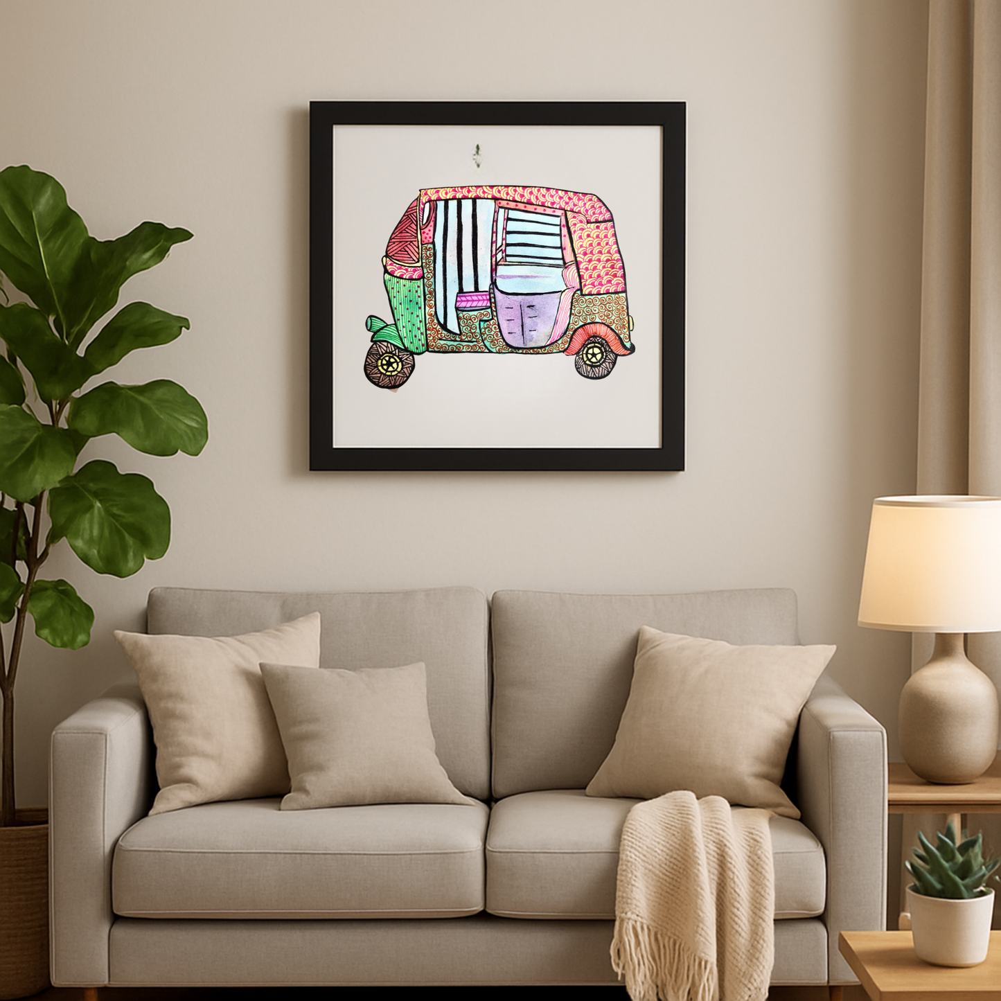 Rickshaw Riot – Framed Folk Art Print