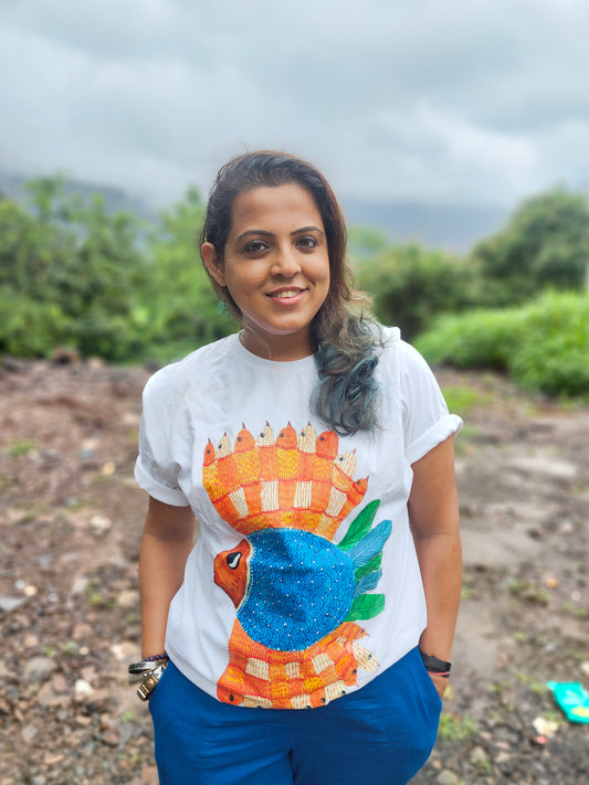 "Matsya Muse" – Madhubani (Unisex Terry Oversized Tee)