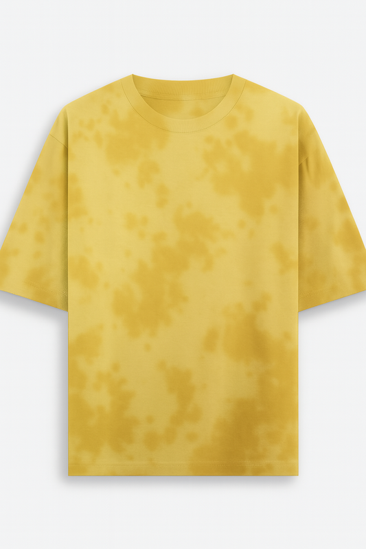 Yellow tie-dye t-shirt on a white background
