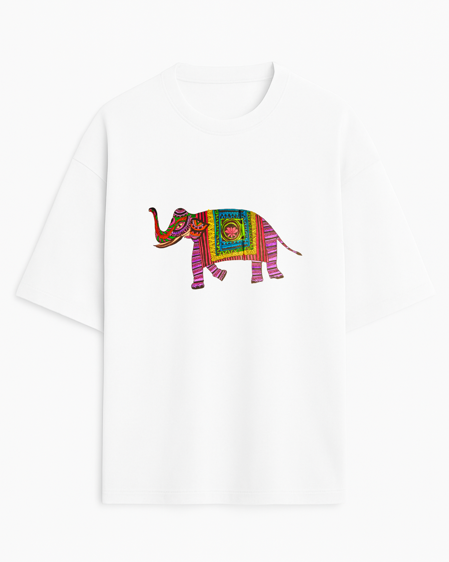 Haathi Madhubani (Unisex Terry Oversized Tee)