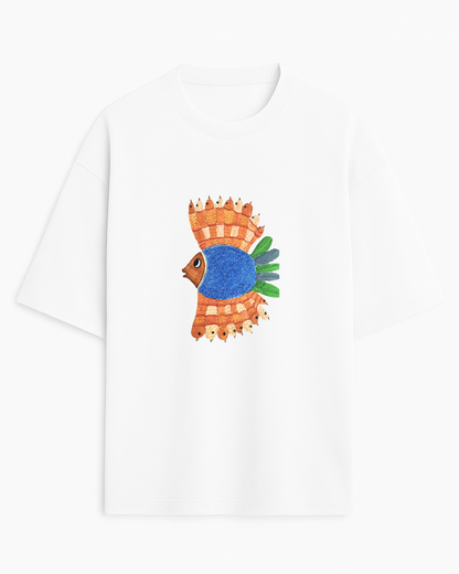"Matsya Muse" – Madhubani (Unisex Terry Oversized Tee)