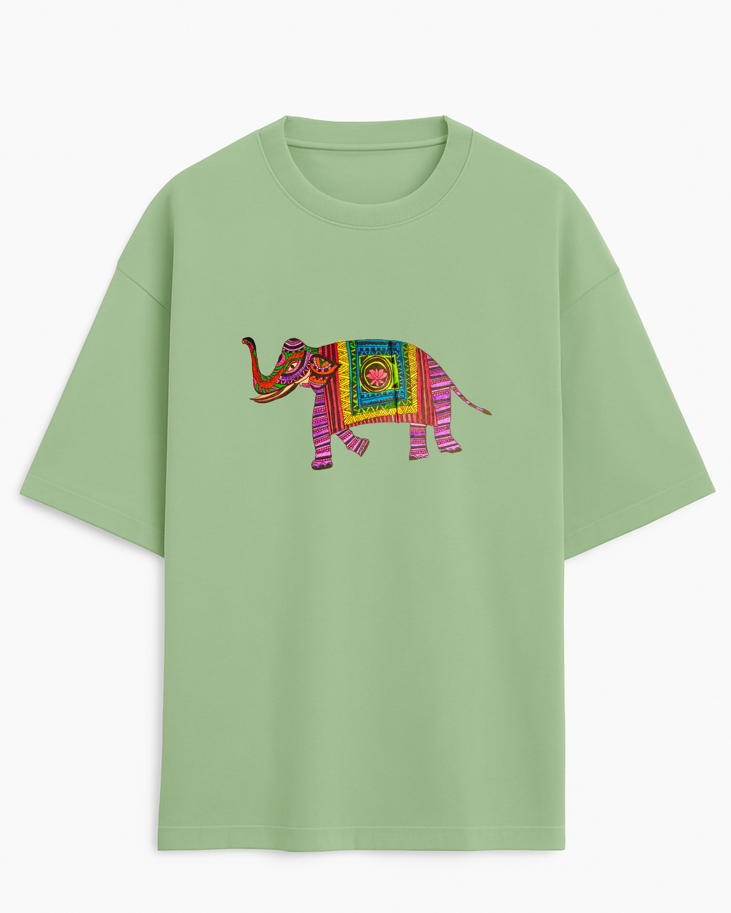 Haathi Madhubani (Unisex Terry Oversized Tee)