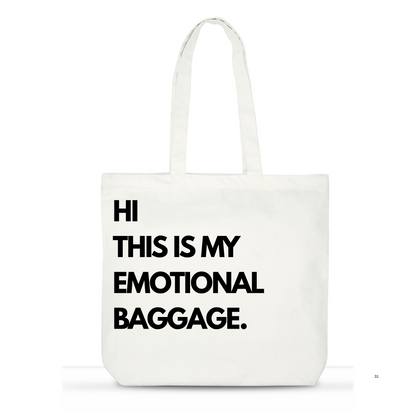 Emotional Baggage-Tote Bag Zipper(White)