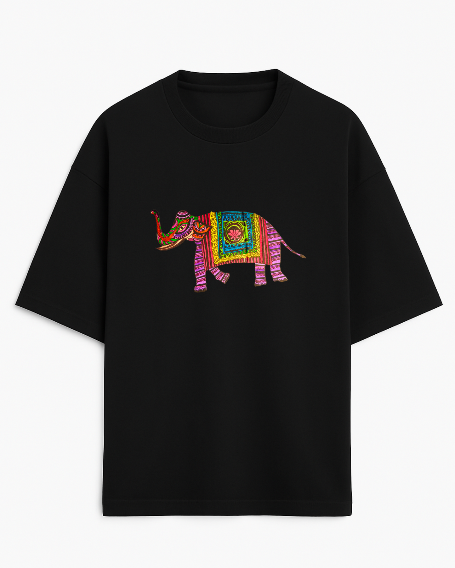Haathi Madhubani (Unisex Terry Oversized Tee)
