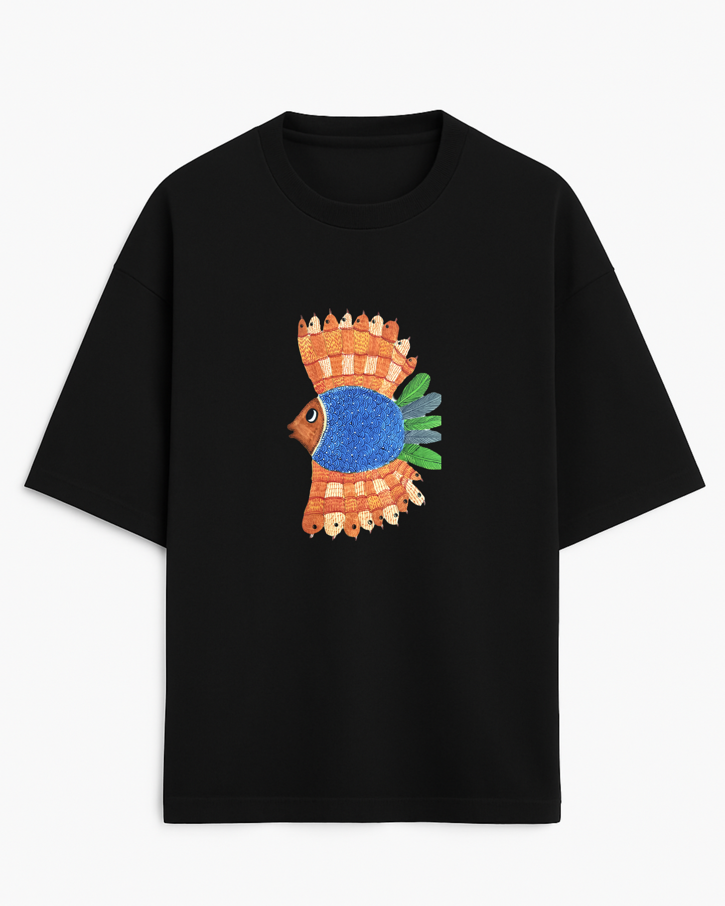 "Matsya Muse" – Madhubani (Unisex Terry Oversized Tee)