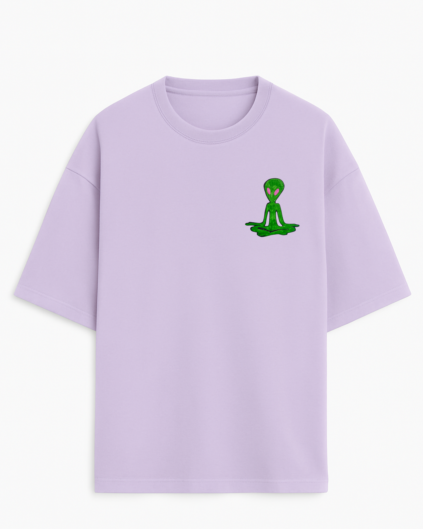 Alien Meditating Embroidered (Unisex Terry Oversized Tee)