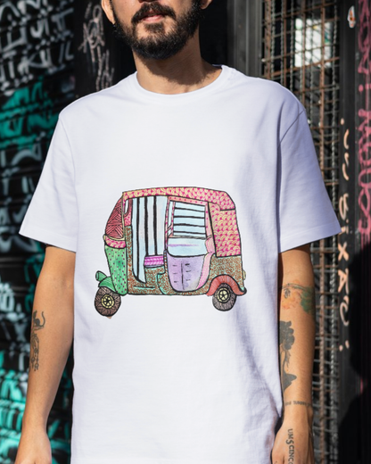 Auto Vibe: Madhubani on the Move (Unisex Terry Oversized Tee)
