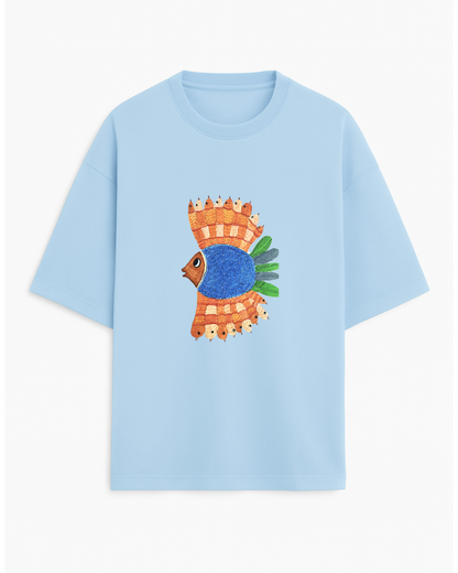 "Matsya Muse" – Madhubani (Unisex Terry Oversized Tee)