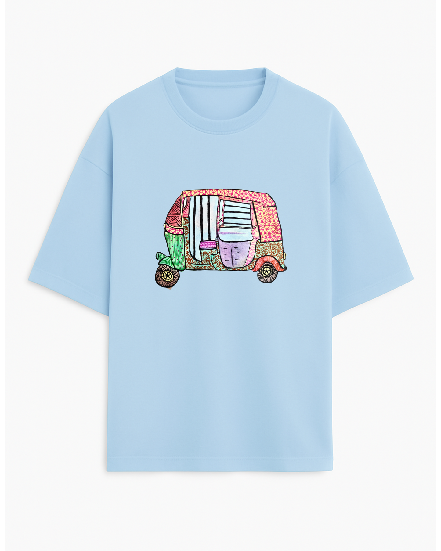 Auto Vibe: Madhubani on the Move (Unisex Terry Oversized Tee)