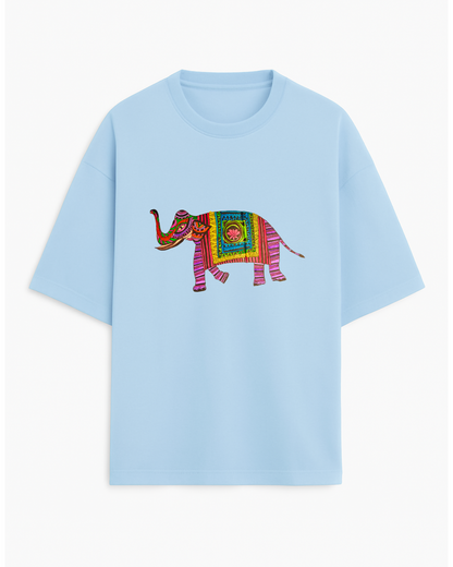 Haathi Madhubani (Unisex Terry Oversized Tee)