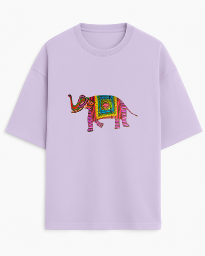 Haathi Madhubani (Unisex Terry Oversized Tee)