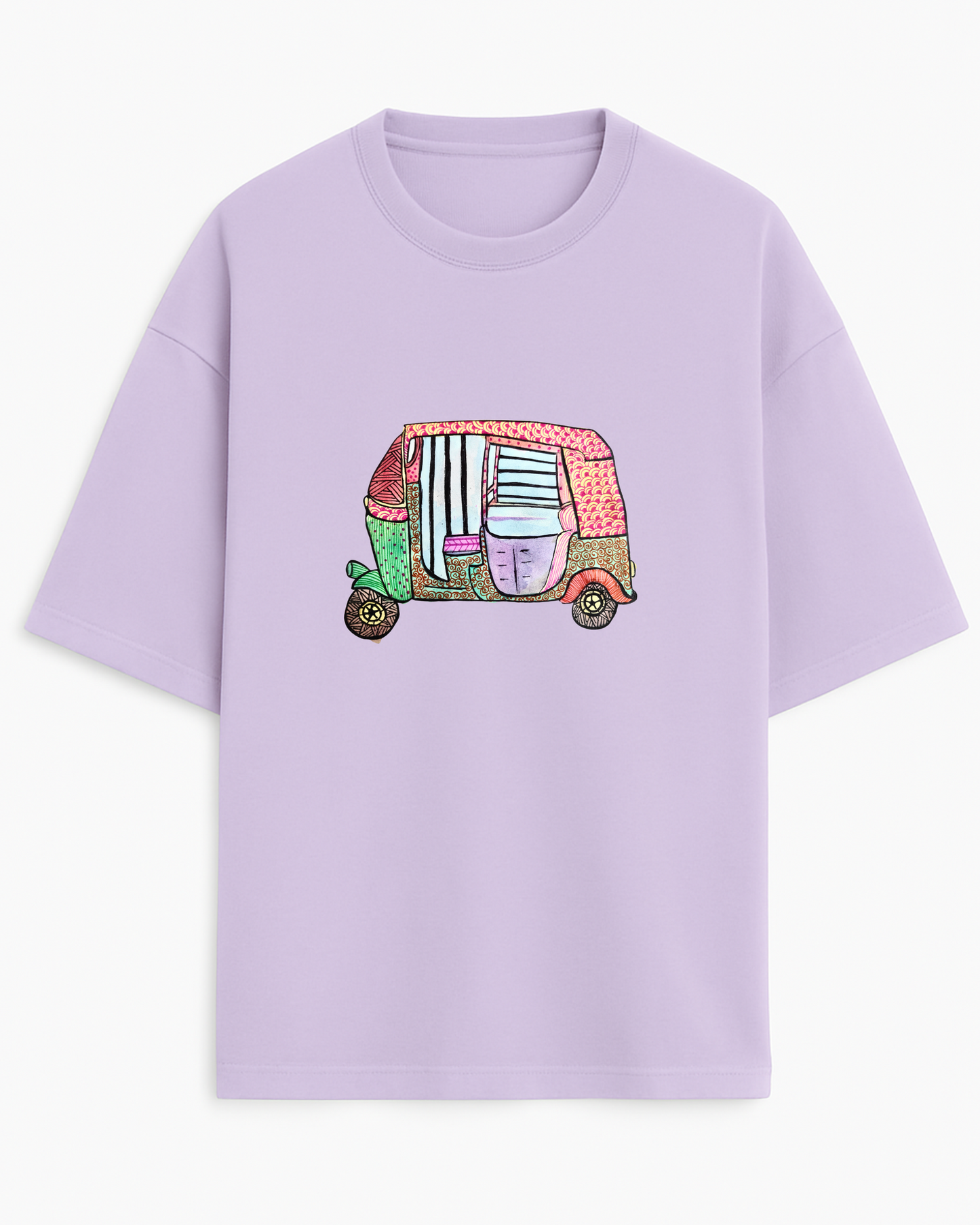 Auto Vibe: Madhubani on the Move (Unisex Terry Oversized Tee)