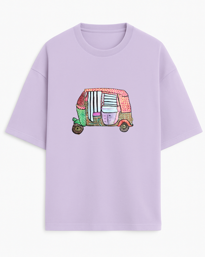 Auto Vibe: Madhubani on the Move (Unisex Terry Oversized Tee)