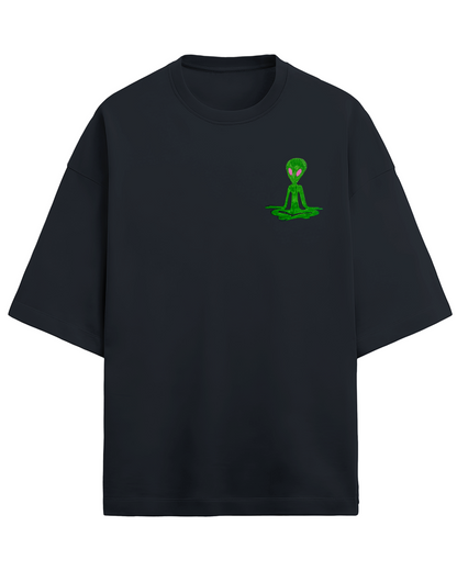 Alien Meditating Embroidered (Unisex Terry Oversized Tee)