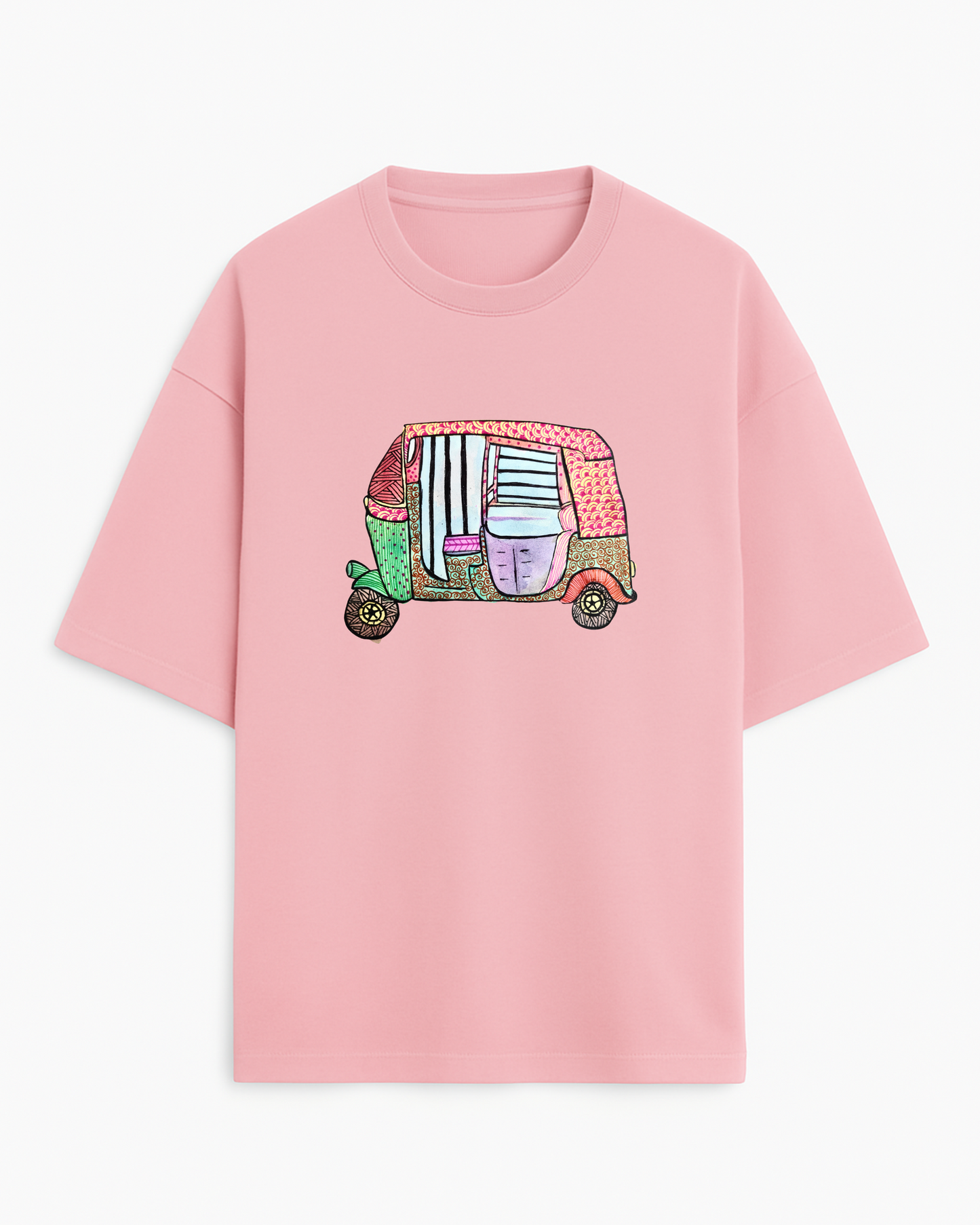 Auto Vibe: Madhubani on the Move (Unisex Terry Oversized Tee)