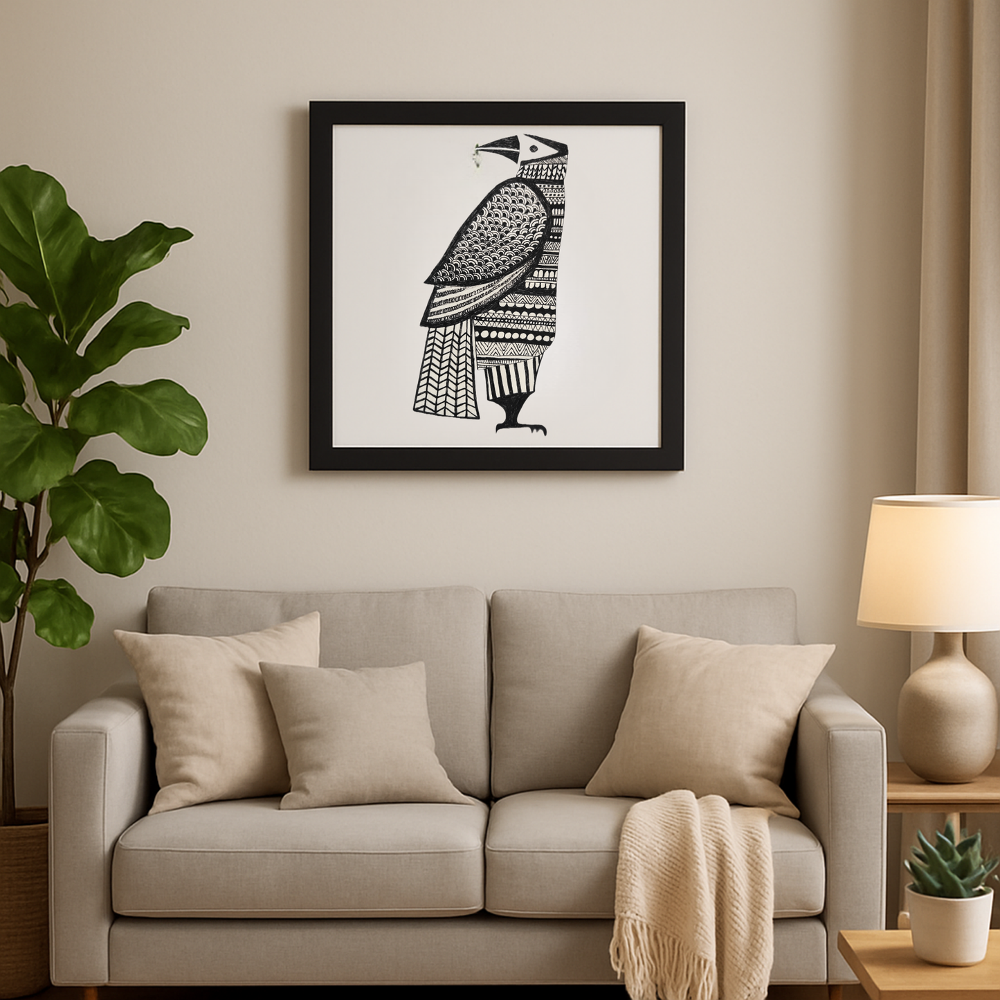 Tribal Raven Art Print (Framed)