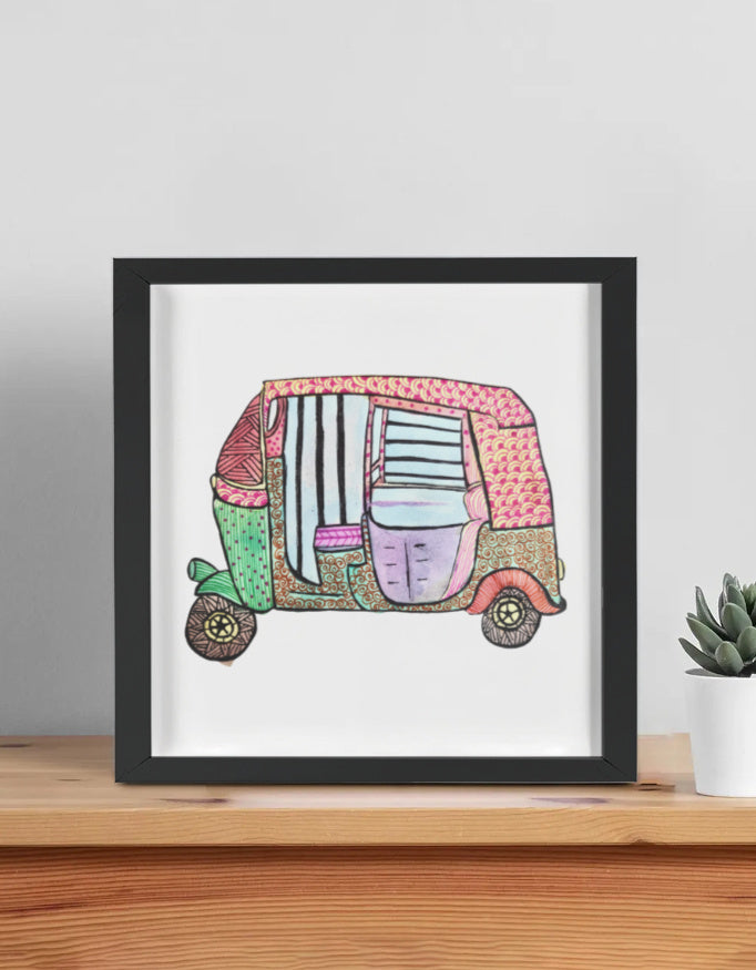 Auto madhubani framed poster
