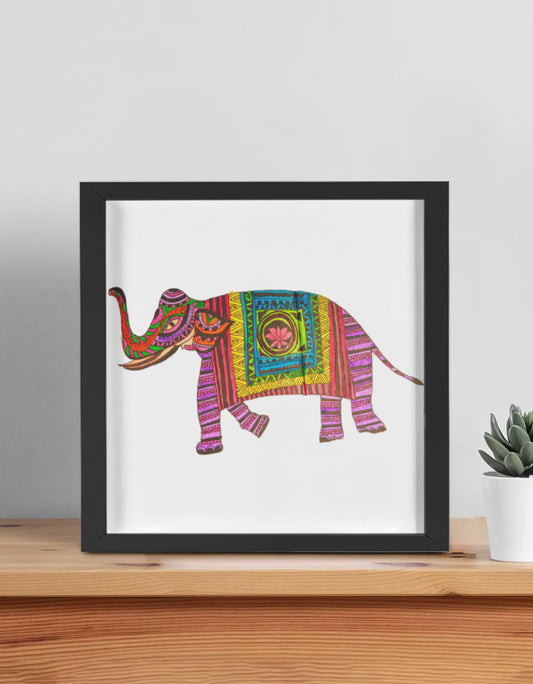 Haathi Madhubani Framed poster