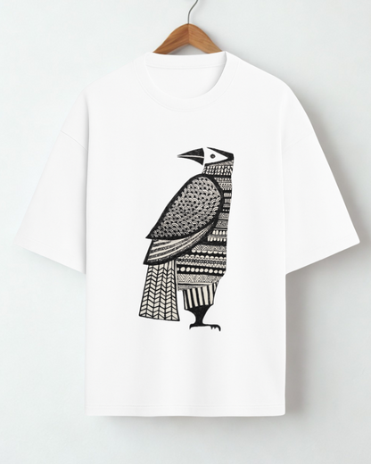 The Tribal Raven: Bold & Black (Unisex Terry Oversized Tee)